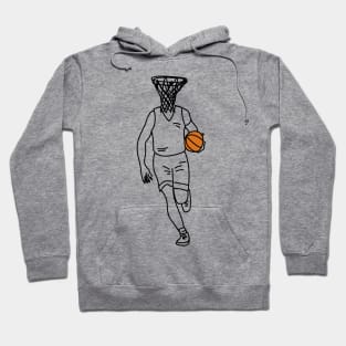 Basket Head, basketball player drawing with a hoop for a head! Hoodie